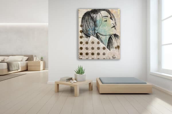 Model Pop Art Porträt. Vale Art Zeitgenössischer Künstler. #49 Withe Angel, 2019, 80x65cm, Mischtechnik auf Leinwand
